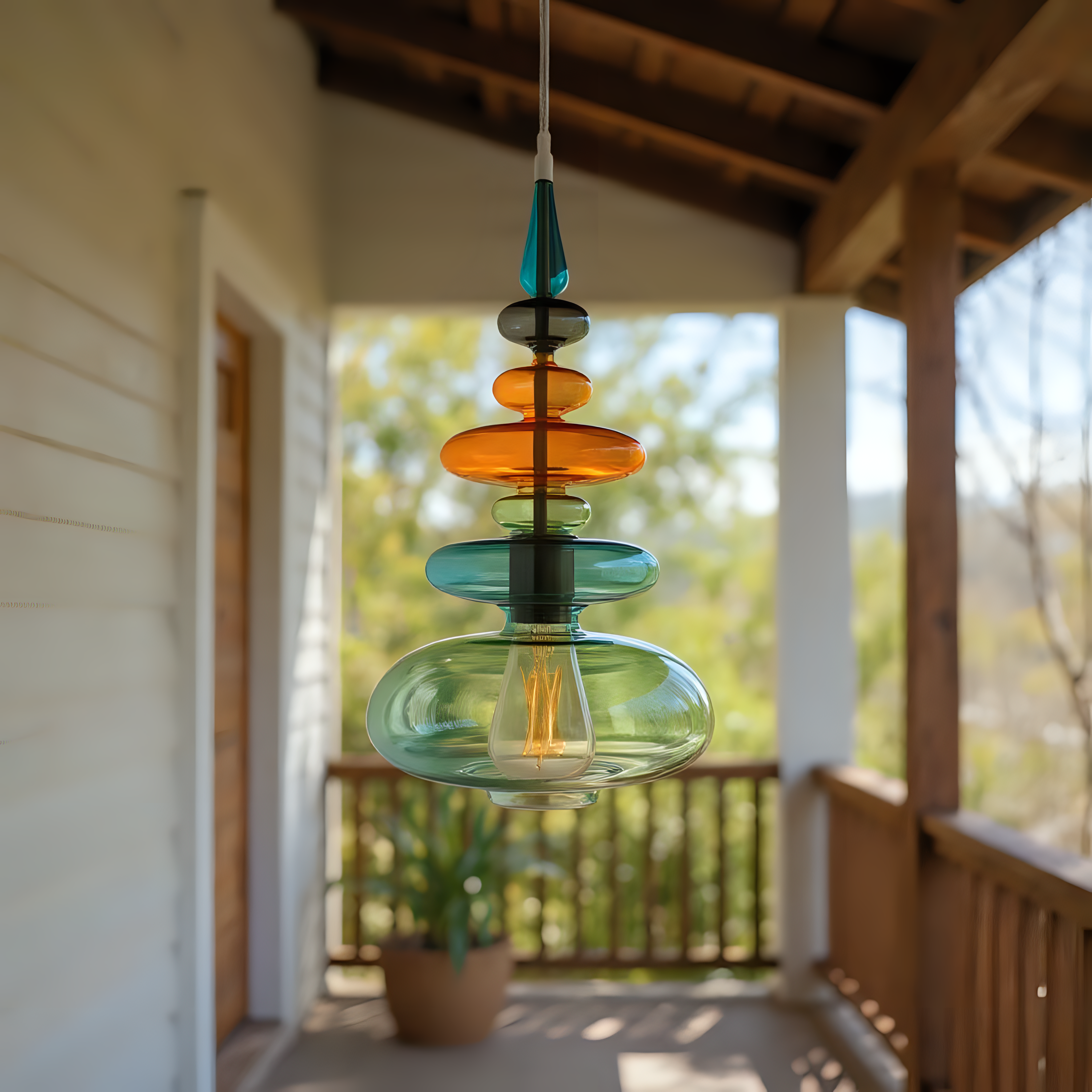 Hand Blown Glass Pendant Light